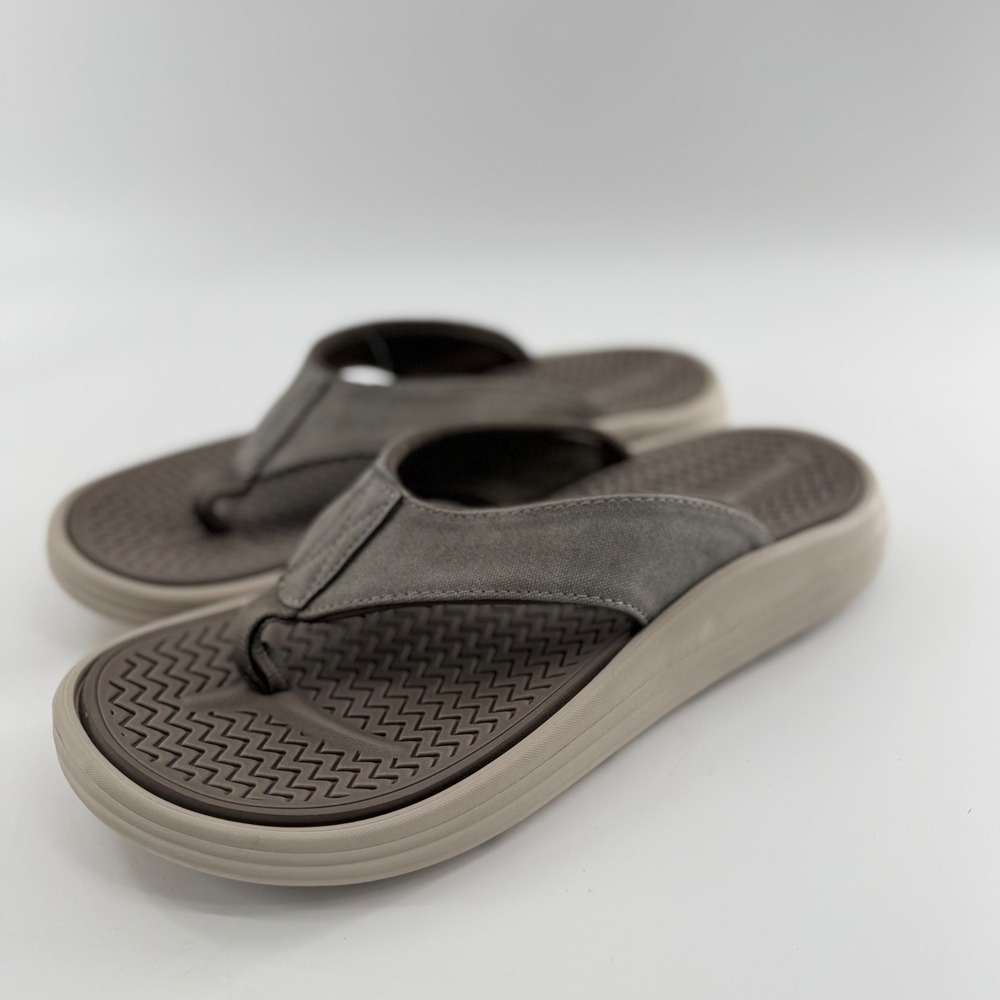 Falls Creek Mens M 7-8 Canvas Sandal Brown Flip Flop Thong Casual Beach 5308367 - Picture 2 of 8